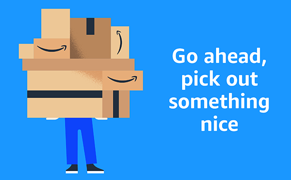 Amazon gift card that reads "Go ahead, pick out something nice"
